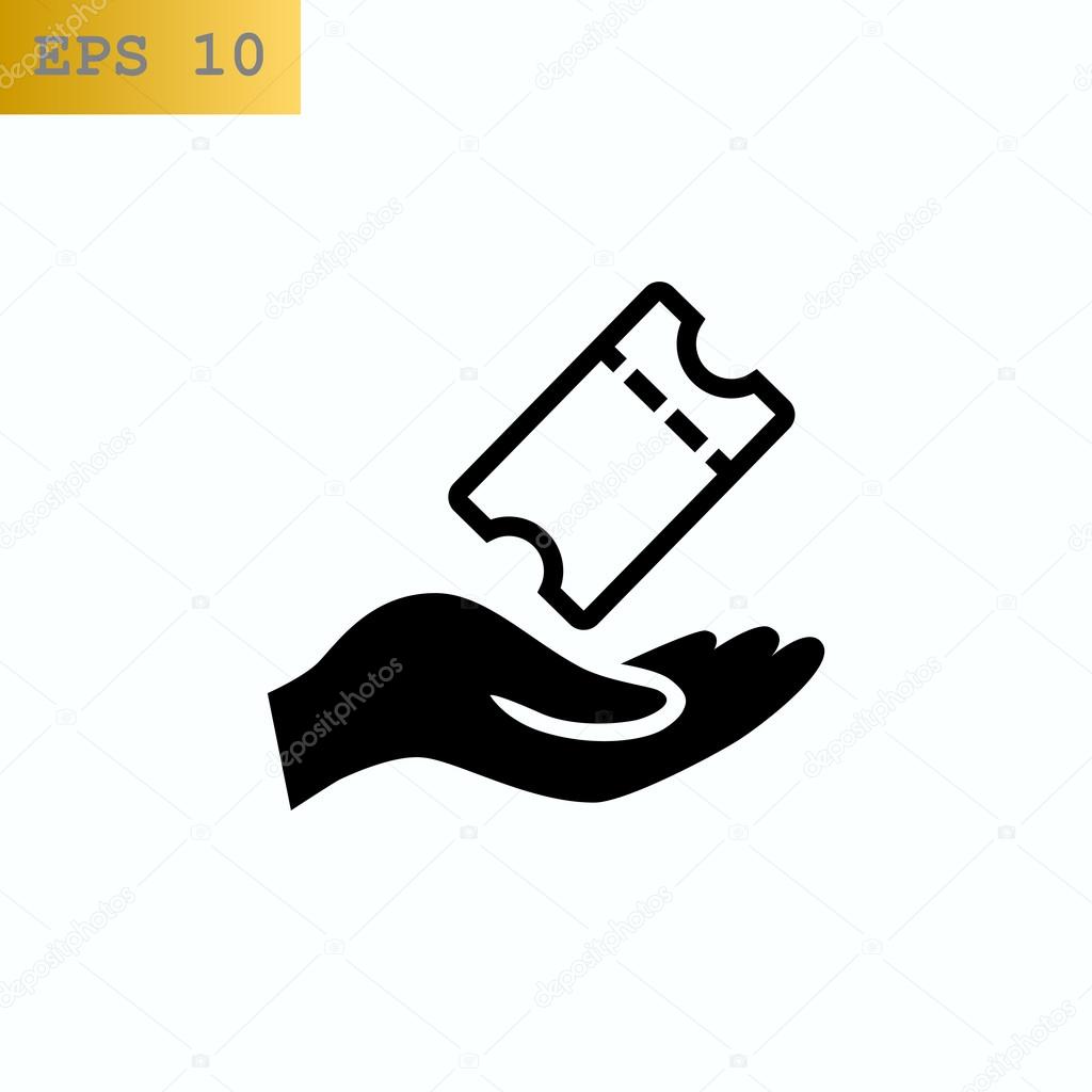 hand holding paper ticket icon