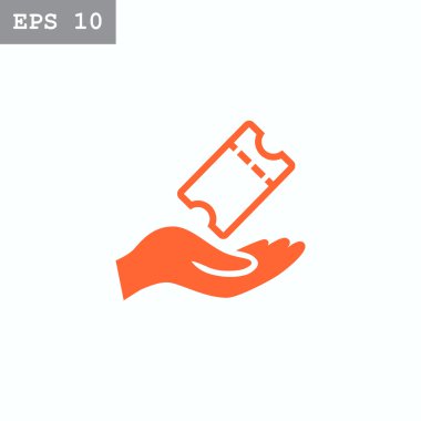 Kağıt bilet simgesi tutan el