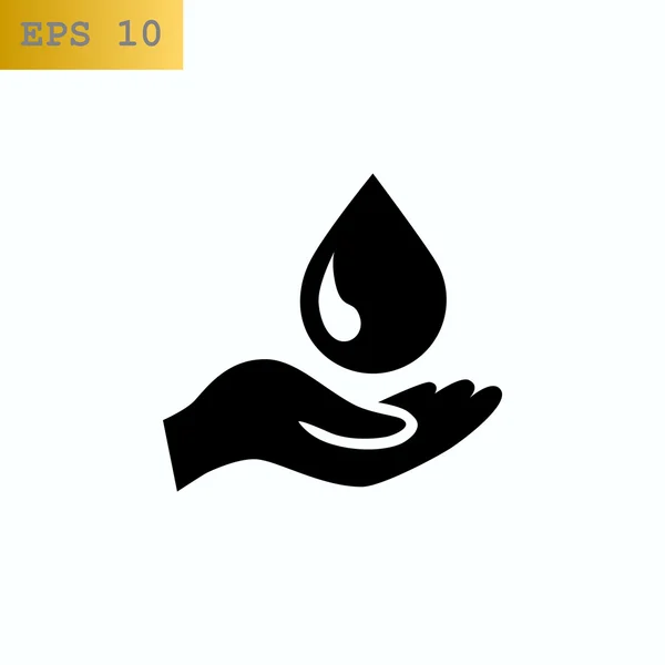 Hand with liquid drop icon — Stock Vector
