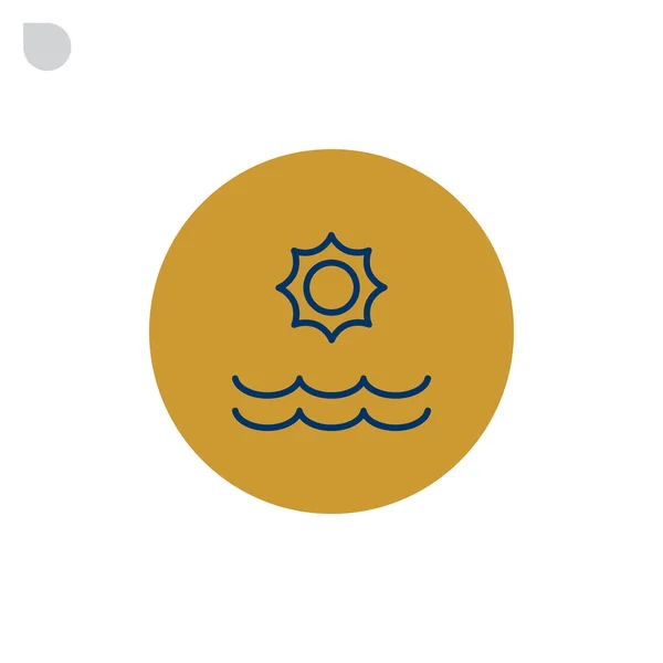 Sun and sea waves icon — Stock Vector