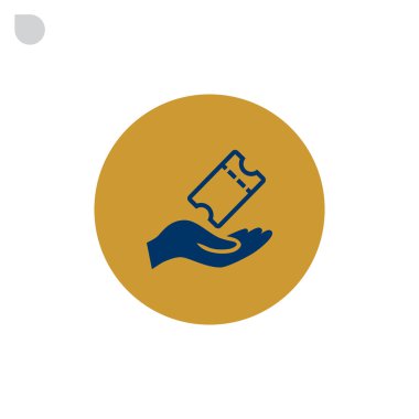 Kağıt bilet simgesi tutan el