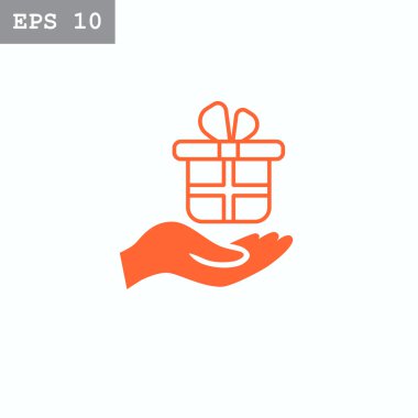 Hediye kutusu simgesi tutan el