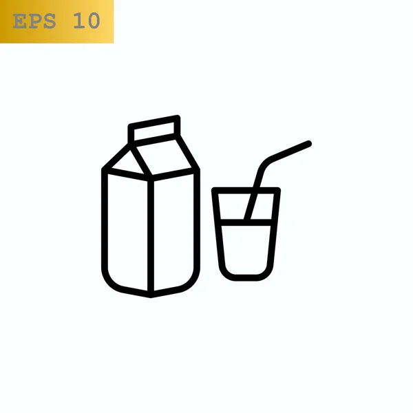 ミルクとグラスのアイコンのパッケージ — ストックベクタ