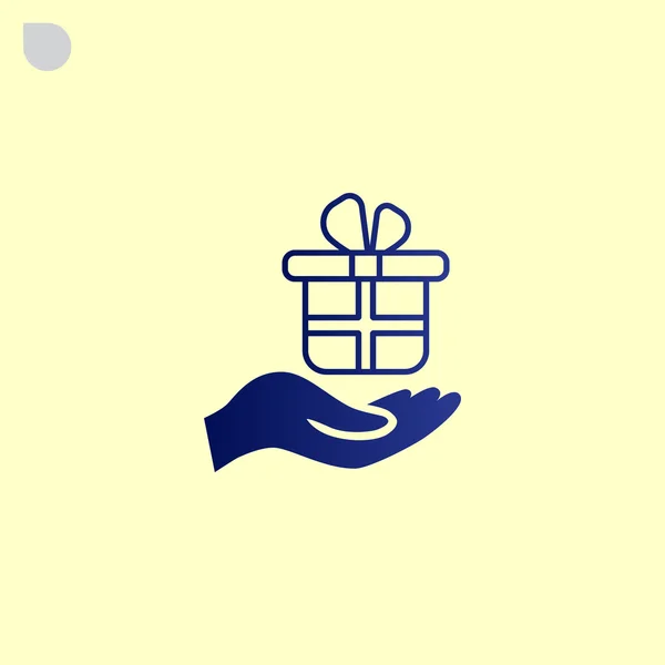 Hand hält Geschenk-Box-Symbol — Stockvektor