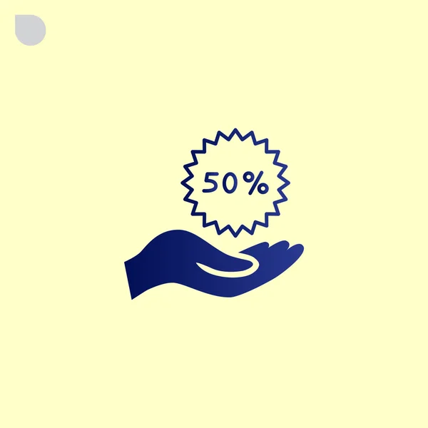 Mano celebración 50 por ciento icono — Vector de stock