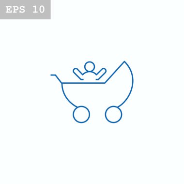 Çocuk arabası düz simgesi