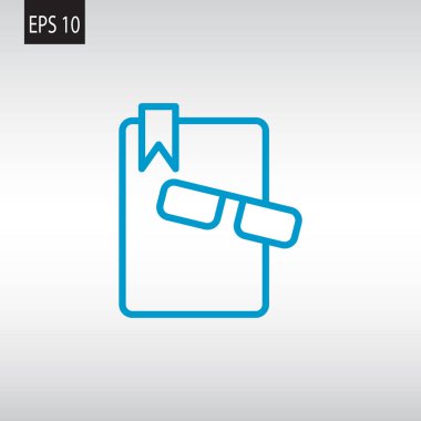 kitap ve gözlük düz simgesi