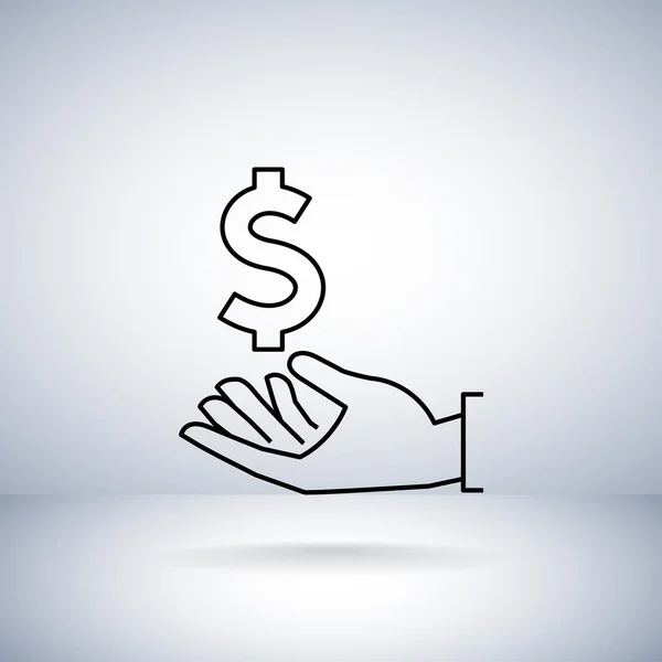Pieniądze w dłoń ikona — Wektor stockowy