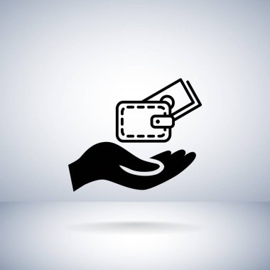 kredi kartı ve m-cüzdan simgesi ile el