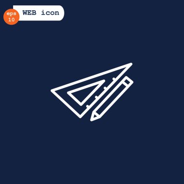 Üçgen cetvel simgesiyle kalem