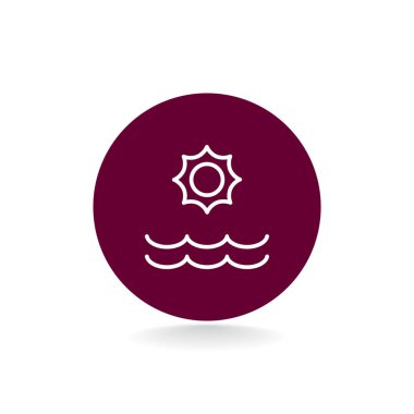 Deniz ve güneş düz stil ikonu