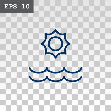 Deniz ve güneş düz stil ikonu