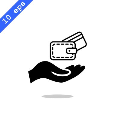 kredi kartı ve m-cüzdan simgesi ile el