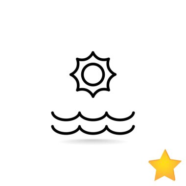 Deniz ve güneş düz stil ikonu