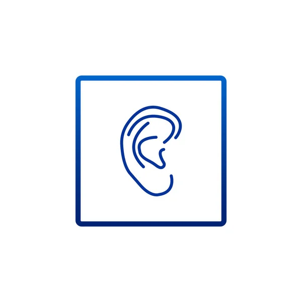 Hallás fül lapos ikon — Stock Vector