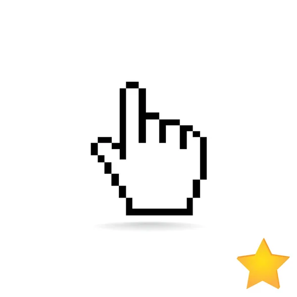 Ícone cursor ponteiro pixel mão —  Vetores de Stock