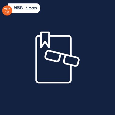 kitap ve gözlük düz simgesi