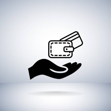 kredi kartı ve m-cüzdan simgesi ile el