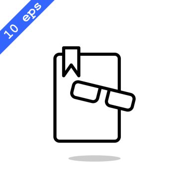 kitap ve gözlük düz simgesi