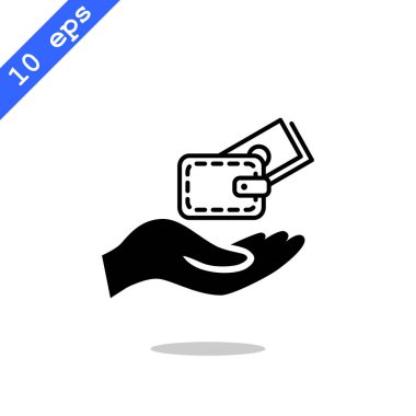 kredi kartı ve m-cüzdan simgesi ile el