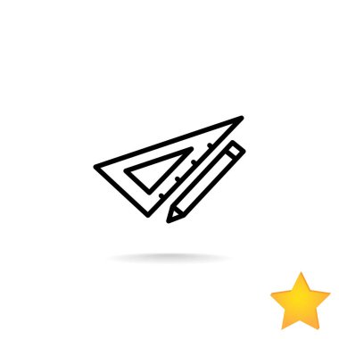 Üçgen cetvel simgesiyle kalem