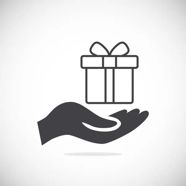 Hand hält Geschenk-Symbol — Stockvektor