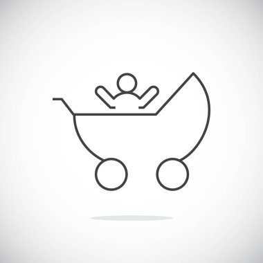 Çocuk arabası düz simgesi