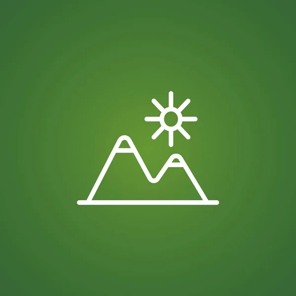 Montagnes et icône du soleil — Image vectorielle