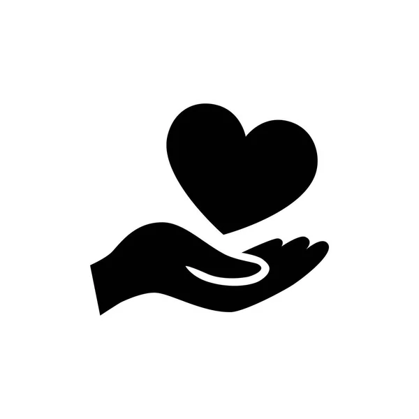 Corazón en la mano icono — Vector de stock