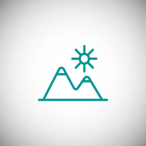 Montagnes et icône du soleil — Image vectorielle