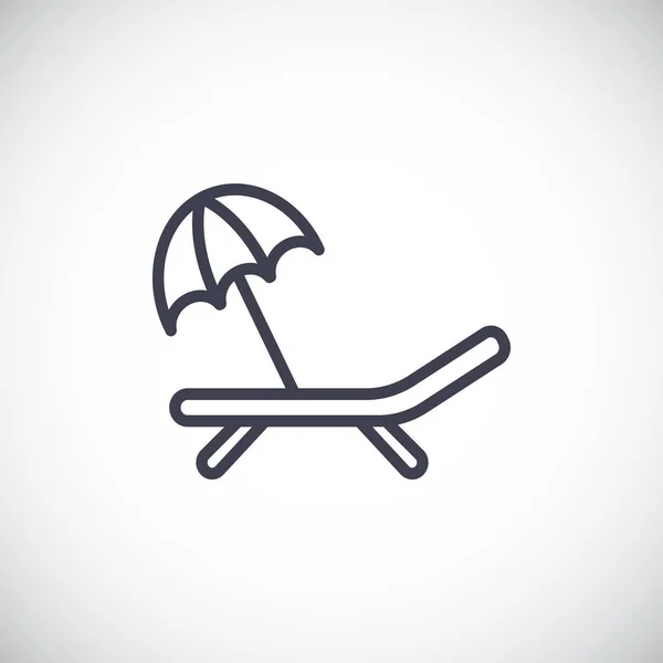 Tumbona con icono de paraguas — Vector de stock