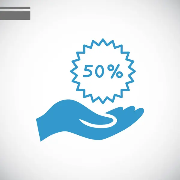 50% de descuento en la mano — Vector de stock