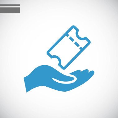 Ticket in the  hand flat icon clipart