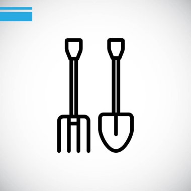 Bahçe çatal ve kürek simgesi