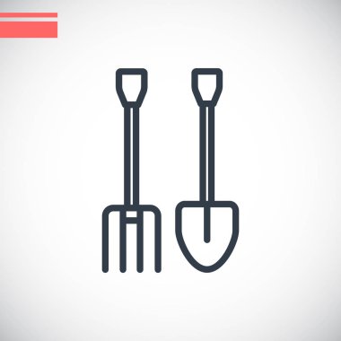 Bahçe çatal ve kürek simgesi