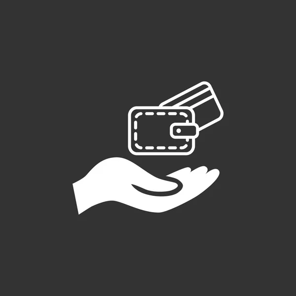 Portefeuille dans la main icône plate — Image vectorielle