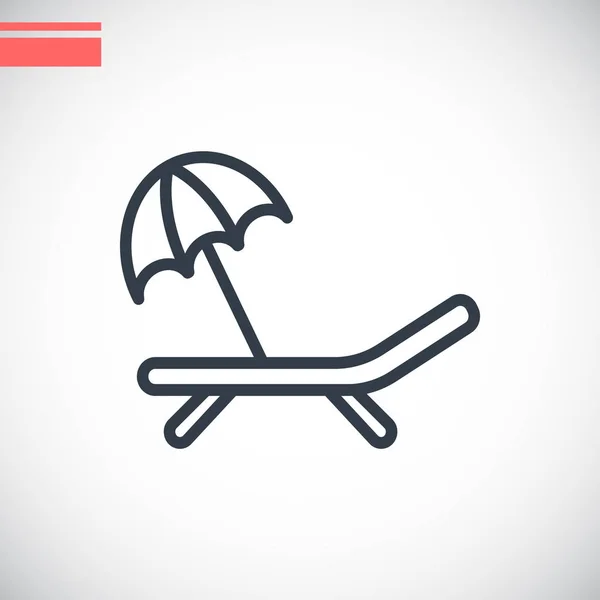 Chaise-longue con icono de paraguas — Vector de stock