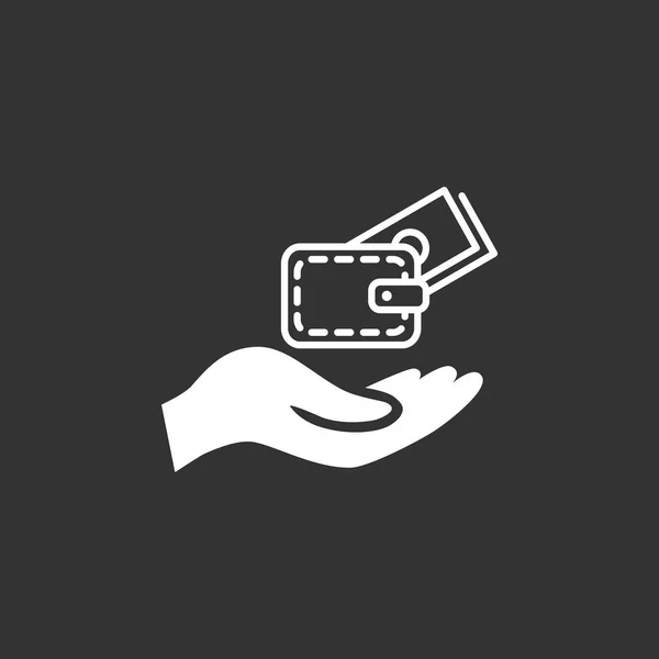 Wallet  in the  hand flat icon — Stock Vector