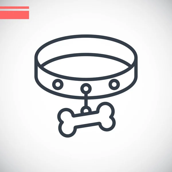 Collar de perro con icono de hueso — Vector de stock