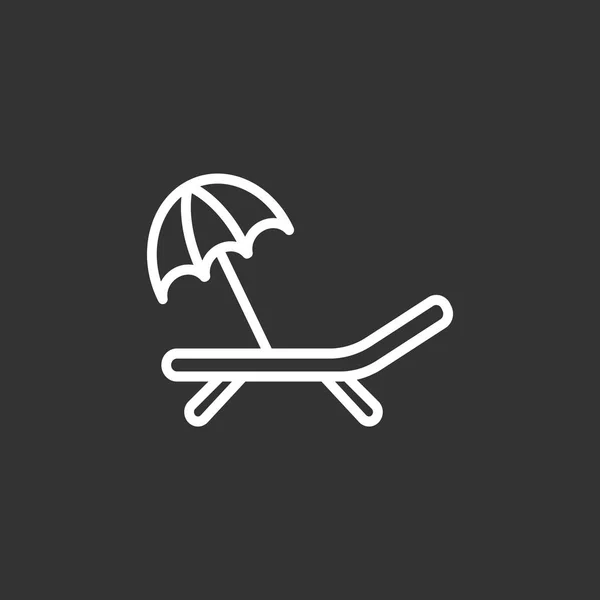 Chaise-longue com ícone de guarda-chuva — Vetor de Stock