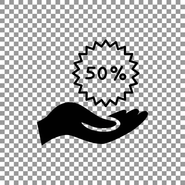 50% desconto na mão — Vetor de Stock
