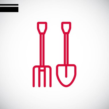 Bahçe çatal ve kürek simgesi