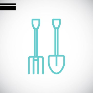 Bahçe çatal ve kürek simgesi