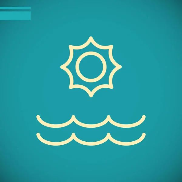 Sol y mar icono — Vector de stock