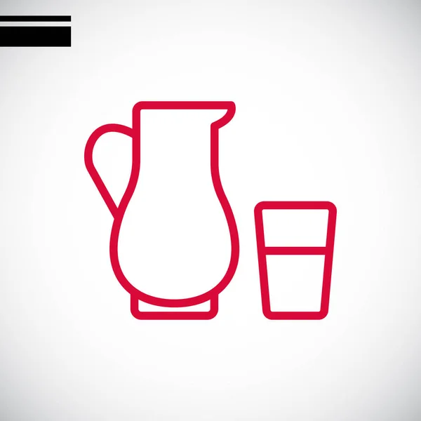 Κανάτα και ποτήρι γάλα εικονίδιο — Διανυσματικό Αρχείο