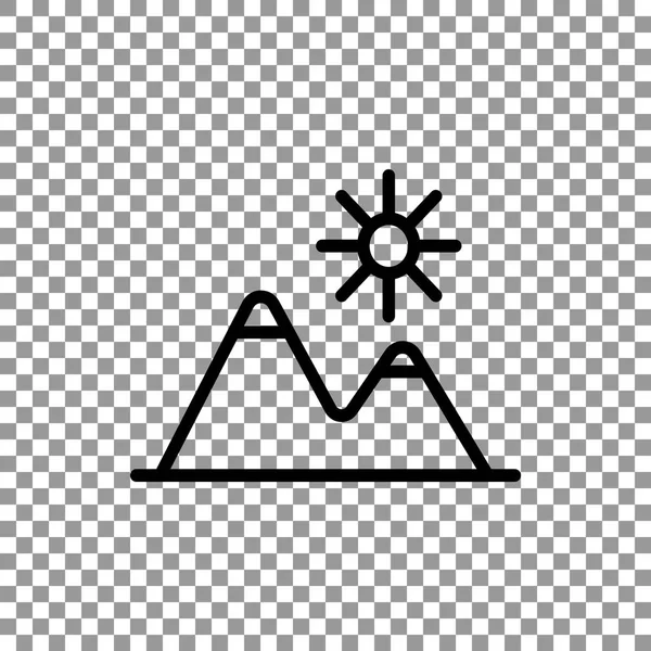 Nap és hegyek ikon — Stock Vector