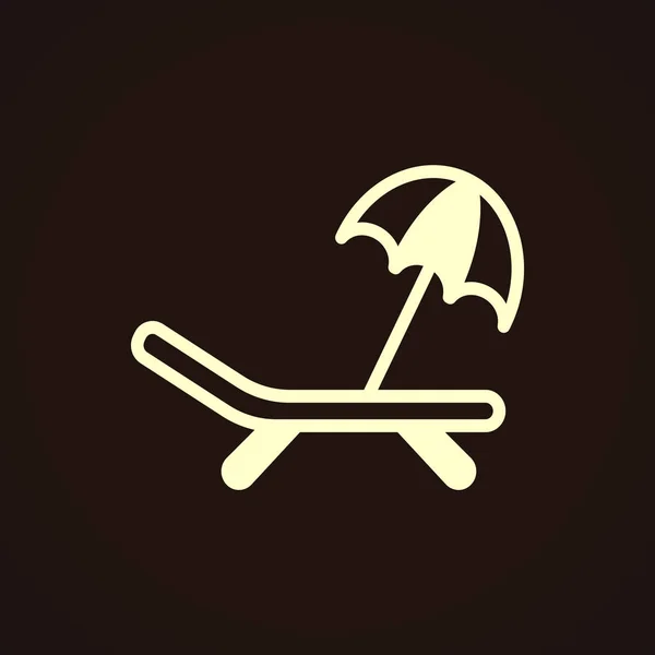 Chaise-longue con icono de paraguas — Archivo Imágenes Vectoriales
