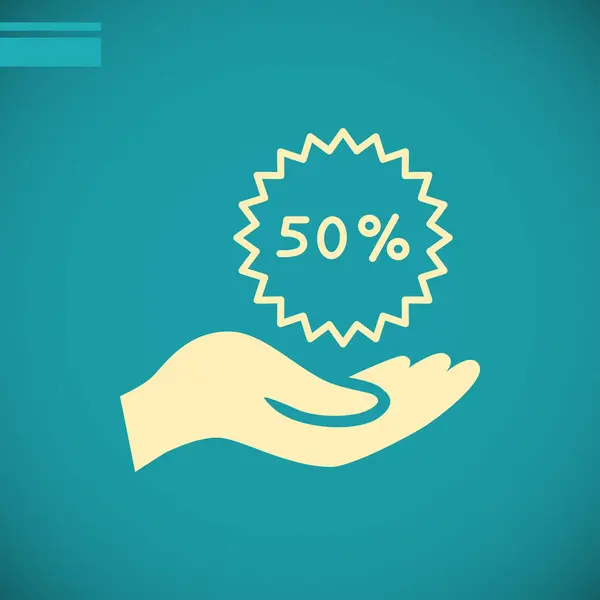 50% de descuento en la mano — Vector de stock