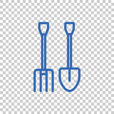 Bahçe çatal ve kürek simgesi