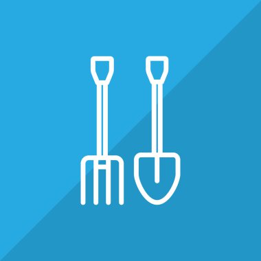 Bahçe çatal ve kürek simgesi